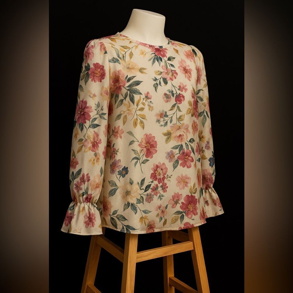 NWT Loft XXSP Floral Sheer Long Sleeve Blouse petite